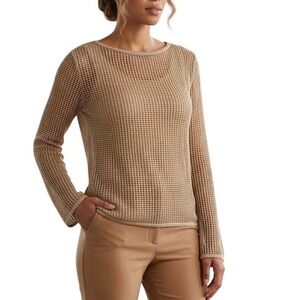 Uniform John Paul Richard Gold Open‎ Knit Mesh Sequin Sweater Vintage Medium